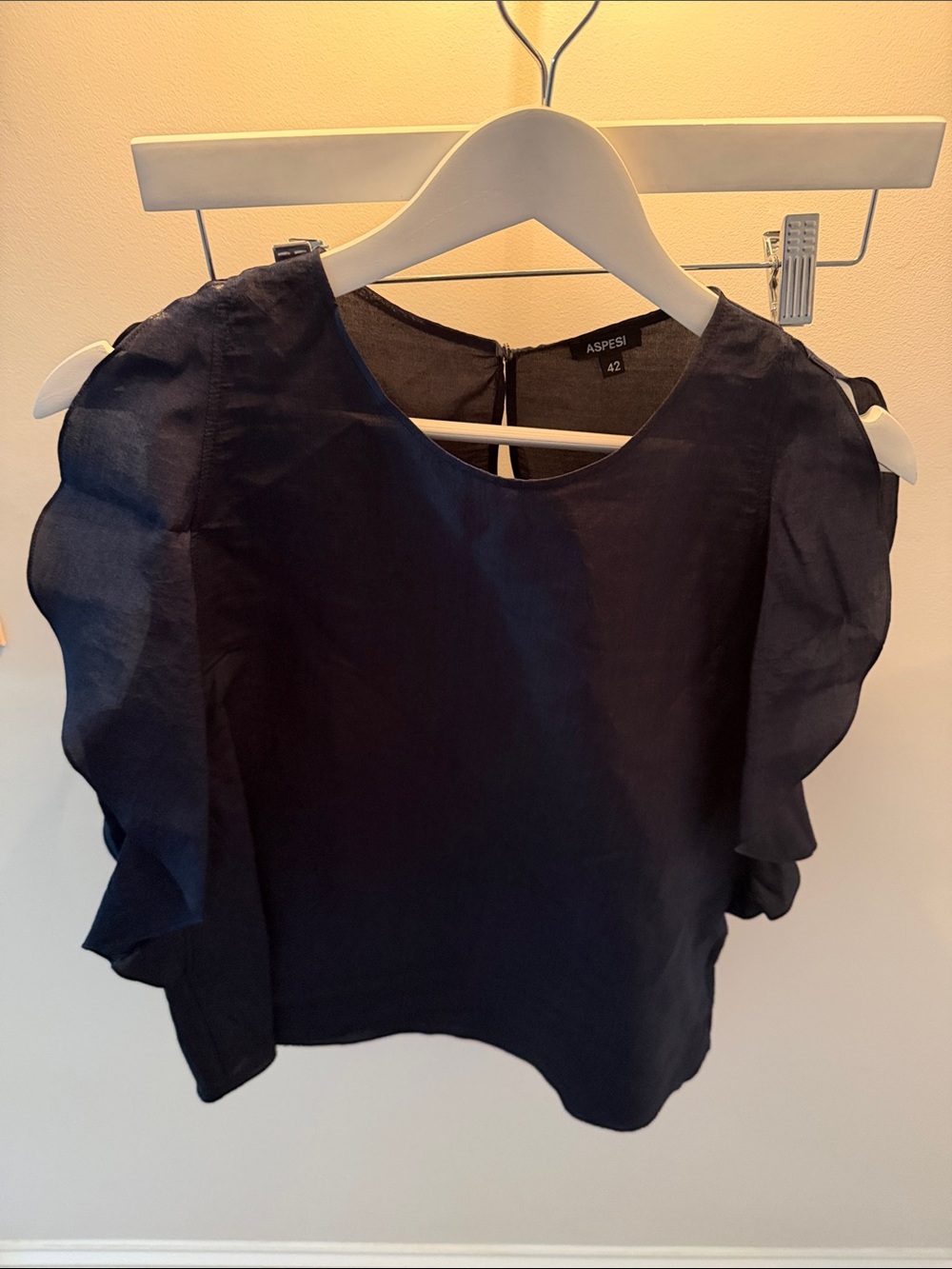 Aspesi Deep Navy Flutter Sleeve Top